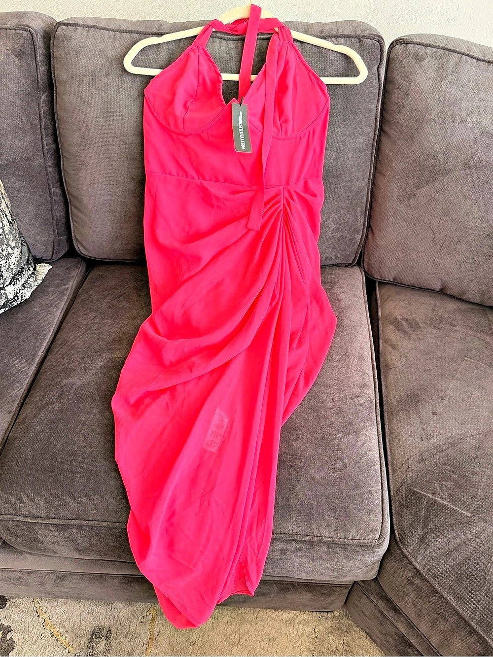PrettyLittleThing Ruched Maxi Dress in Pink